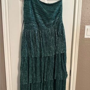 Elegant one shoulder metallic green Dress
